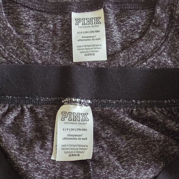 PINK Victoria's Secret Pajama Set Women S Heathered Gray LS Top Pants - Picture 3 of 16